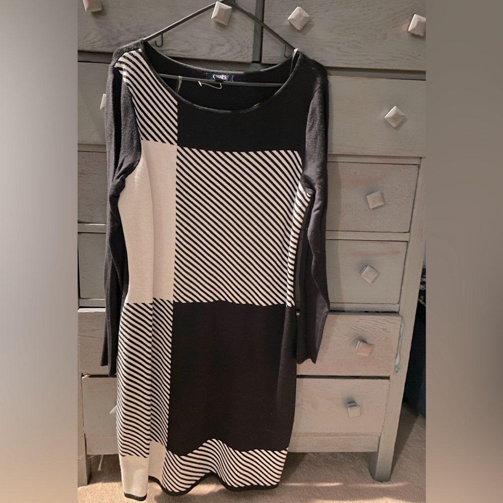 Chaps black and white knit dress XL NWOT